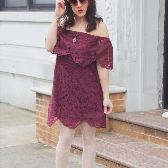 TOBI Burgundy “Lace” Cutout Dress - Picture 4 of 8